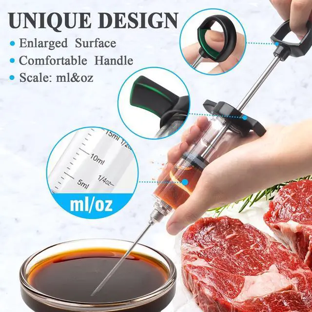 Alt view image 5 of 7 - Tri-Sworker Plastic Meat Injector Kit for Smoker with 3 Flavor Food Syringe Needles, Ideal for Injecting Marinade into Turkey, Meat, Brisket; 1-OZ; Including Paper User Manual, Recipe E-Book (PDF)