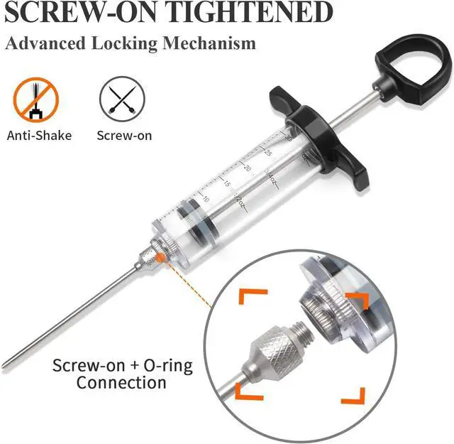 Alt view image 7 of 7 - Tri-Sworker Plastic Meat Injector Kit for Smoker with 3 Flavor Food Syringe Needles, Ideal for Injecting Marinade into Turkey, Meat, Brisket; 1-OZ; Including Paper User Manual, Recipe E-Book (PDF)