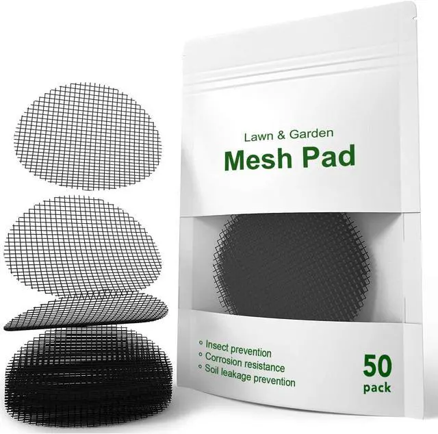 Main image of LE TAUCI Plant Pot Hole Mesh Pads, 2-Inch Round Flower Pot Drainage Covers, Prevent Soil Loss, Durable Reusable, Bonsai Bottom Grid Mat, Gardening Essentials, 50-Pack