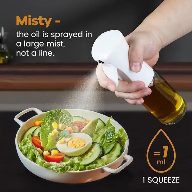 Alt view image 2 of 6 - Glass Olive Oil Sprayer For Cooking, 2026 New Upgraded Powerful Even-Spray Oil Dispenser for Kitchen, Air Fryer, Salad, BBQ (220ml)