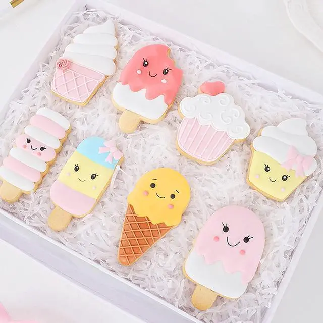 Alt view image 7 of 7 - Ice Cream Cookie Cutters, Summer Ice Cream Cone Cookie Cake Mold Bakery Supplies, Stainless Steel Metal Molds Cutters for Making Biscuits