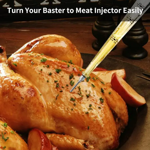 Alt view image 5 of 7 - DIMESHY Turkey Baster Food Grade for Cooking & Basting, Detachable Round Bulb, Baster Cooking Good for Meat Poultry Beef Chicken, with Cleaning brush, inject needle, Basting brush(red)