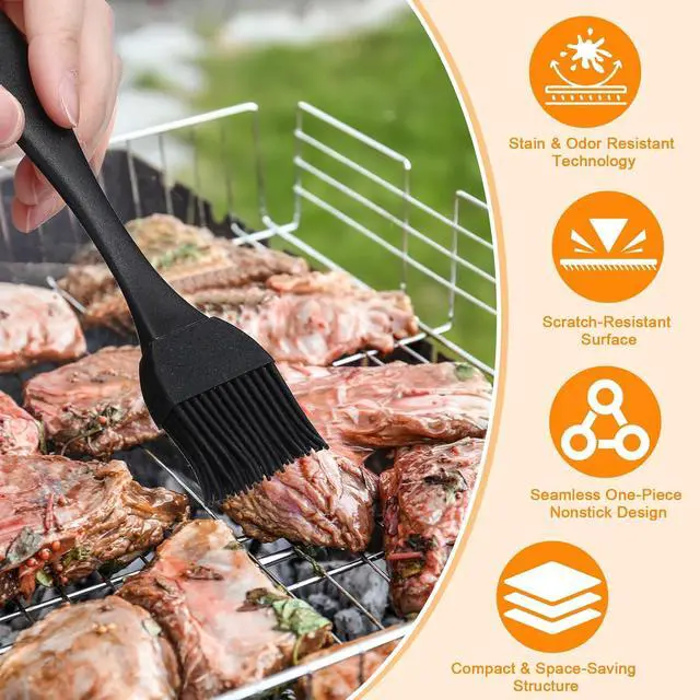 Alt view image 7 of 7 - Boao 5 Pcs Turkey Baster Set Silicone Brush Cleaning Brush,Black, Red | Heat-resistant Nylon, Includes 2 Basters with 2 Spiral Brushes, Ideal for BBQ Roasting Grilling Baking Thanksgiving Cooking