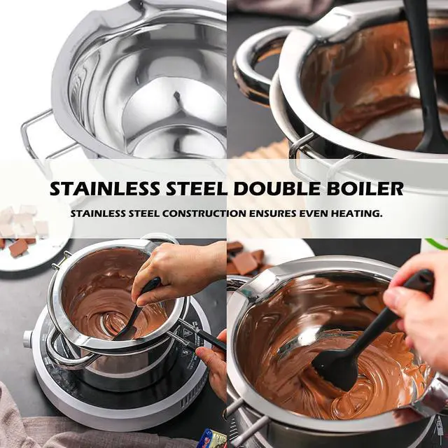 Alt view image 2 of 6 - Chocolate Melting Pot - 600ML Double Boiler with Heat Resistant Handle, Stainless Steel Double Boiler Pot Set, Double Boilers for Stove Top can Melt Chocolate, Butter, Candy and Candle