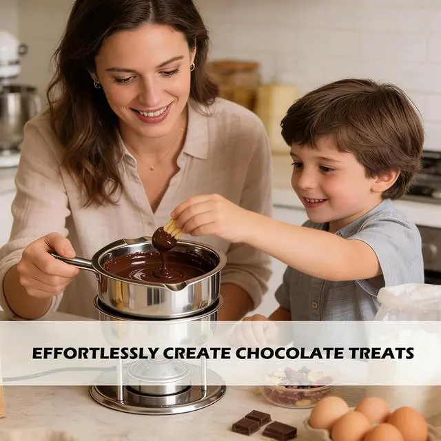 Alt view image 6 of 6 - Chocolate Melting Pot - 600ML Double Boiler with Heat Resistant Handle, Stainless Steel Double Boiler Pot Set, Double Boilers for Stove Top can Melt Chocolate, Butter, Candy and Candle