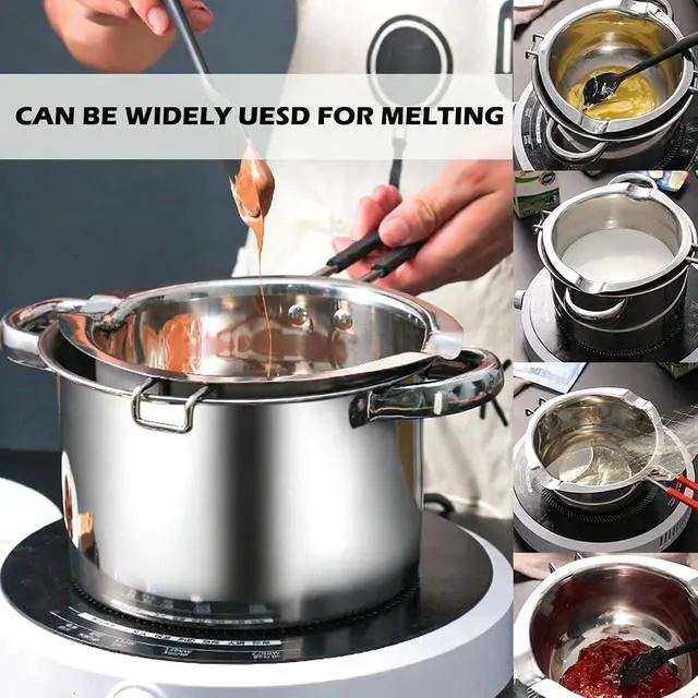 Alt view image 3 of 6 - Chocolate Melting Pot - 600ML Double Boiler with Heat Resistant Handle, Stainless Steel Double Boiler Pot Set, Double Boilers for Stove Top can Melt Chocolate, Butter, Candy and Candle