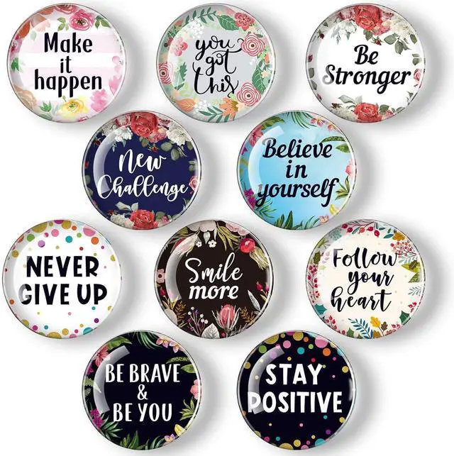 Main image of Weewooday 10 Pcs Inspirational Fridge Magnets Bulk Cute Locker Accessories | Decorative Refrigerator Magnets, Motivational Quote Flower Decor, Back to School Gifts for Office, Cabinet, Whiteboard
