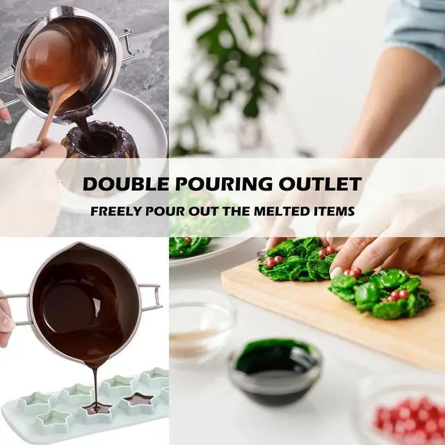 Alt view image 4 of 6 - Chocolate Melting Pot - 600ML Double Boiler with Heat Resistant Handle, Stainless Steel Double Boiler Pot Set, Double Boilers for Stove Top can Melt Chocolate, Butter, Candy and Candle