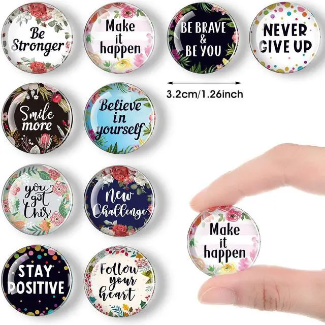 Alt view image 3 of 6 - Weewooday 10 Pcs Inspirational Fridge Magnets Bulk Cute Locker Accessories | Decorative Refrigerator Magnets, Motivational Quote Flower Decor, Back to School Gifts for Office, Cabinet, Whiteboard