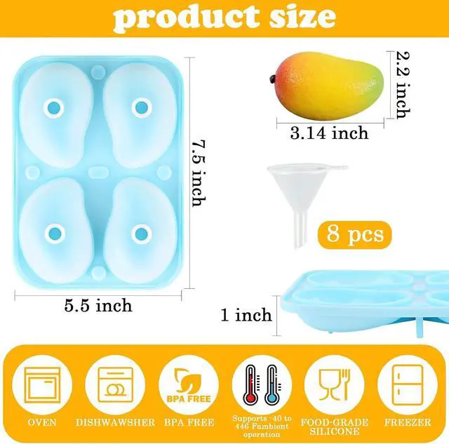 Alt view image 3 of 6 - 3D Mango Shape Cake Mold | Wrbin Set of 2 Mango Mold, Silicone Fruit Molds for Mini Cake,Jelly, Pudding, Ice Cream, Ice Cube, Chocolate, Mousse Cake