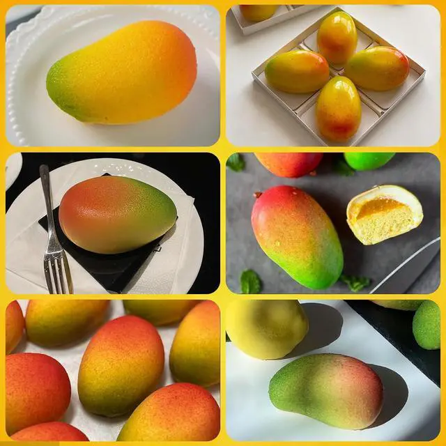 Alt view image 5 of 6 - 3D Mango Shape Cake Mold | Wrbin Set of 2 Mango Mold, Silicone Fruit Molds for Mini Cake,Jelly, Pudding, Ice Cream, Ice Cube, Chocolate, Mousse Cake