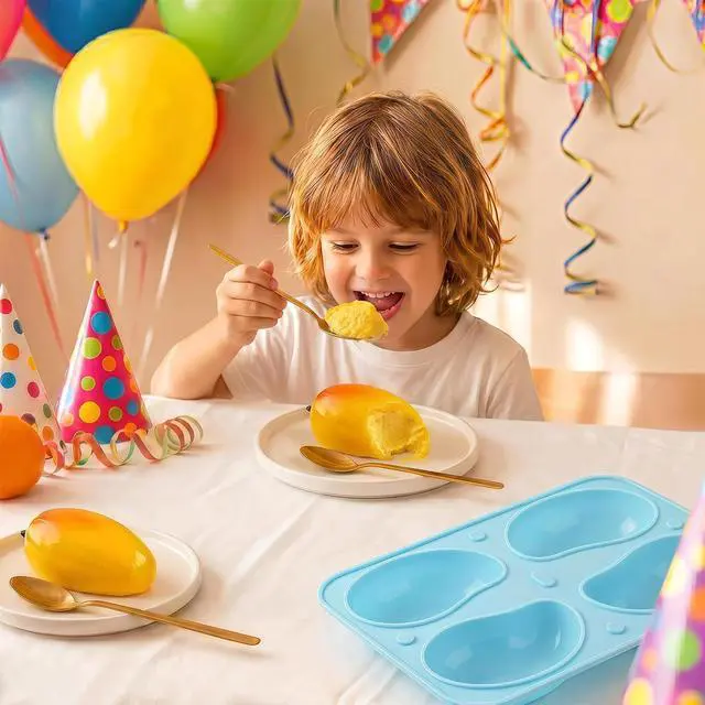 Alt view image 6 of 6 - 3D Mango Shape Cake Mold | Wrbin Set of 2 Mango Mold, Silicone Fruit Molds for Mini Cake,Jelly, Pudding, Ice Cream, Ice Cube, Chocolate, Mousse Cake