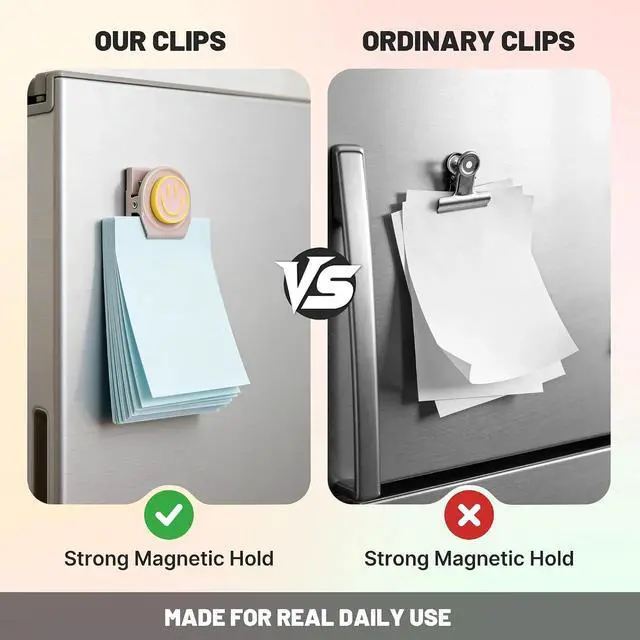 Alt view image 3 of 7 - Happy Face Magnetic Clips, 6 Pack Fridge Magnets, Heavy Duty Magnet Clips | Use them as whiteboard magnets, or locker accessories to organize daily reminders, artwork, keep important items visible.