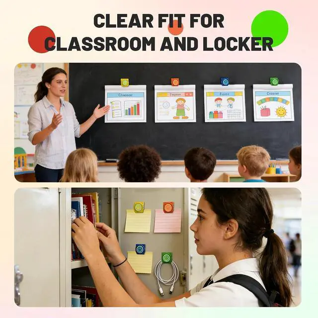 Alt view image 5 of 7 - Happy Face Magnetic Clips, 6 Pack Fridge Magnets, Heavy Duty Magnet Clips | Use them as whiteboard magnets, or locker accessories to organize daily reminders, artwork, keep important items visible.