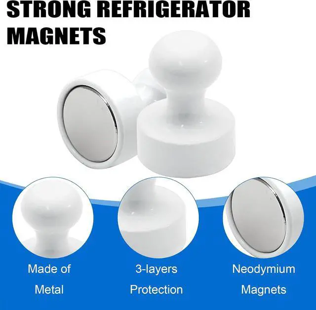 Alt view image 4 of 7 - LOVIMAG Fridge Magnets 20Pcs, Magnet for Refrigerator Whiteboard, White | Small Strong Neodymium Metal Cute Push Pin for Classroom, Kitchen, Accessories Decorative, Office, Calendar