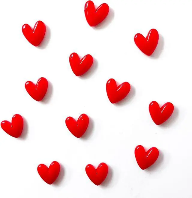 Main image of 12PCS Love Heart Refrigerator Magnets Cute Magnet for Fridge | 1.07 * 1.07 inch Middle Size Red Color Love Heart Decorative Whiteboard Magnet Set