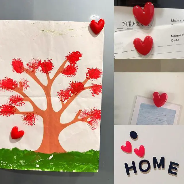 Alt view image 7 of 7 - 12PCS Love Heart Refrigerator Magnets Cute Magnet for Fridge | 1.07 * 1.07 inch Middle Size Red Color Love Heart Decorative Whiteboard Magnet Set