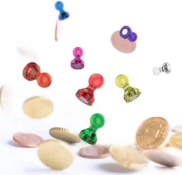 Alt view image 2 of 7 - Push Pin Magnets - 58 Pack 7 Assorted Color Strong, Office, Use at Kitchen Home and School Classroom, for Refrigerator Dry Erase Board and Whiteboard.