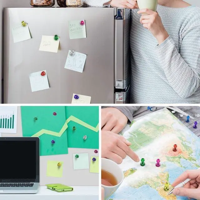 Alt view image 4 of 7 - Push Pin Magnets - 58 Pack 7 Assorted Color Strong, Office, Use at Kitchen Home and School Classroom, for Refrigerator Dry Erase Board and Whiteboard.