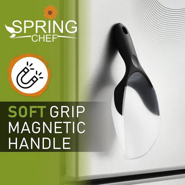 Alt view image 5 of 7 - Spring Chef Magnetic Ice Scoop for Freezer, BPA-Free Food Scooper, Black | Flexi-Plastic Popcorn Scoop with Soft Grip Handle - Dishwasher Safe Ice Scooper - Food Scooper for Flour, Grains, Pet Food