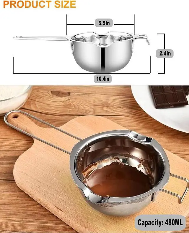 Alt view image 2 of 7 - Stainless Steel Double Boiler Pot for Melting Chocolate,Candle Making 480ML | Melting Pot for Candle,Soap Making 2 Cup Capacity