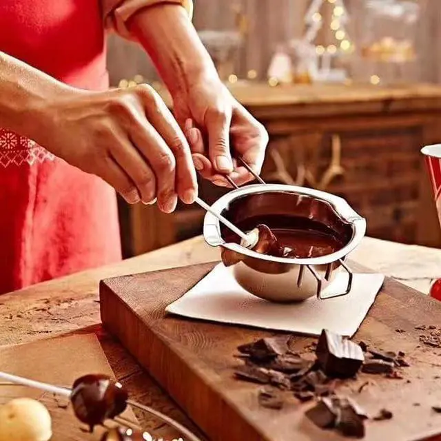 Alt view image 7 of 7 - Double Boiler Pot SUS304 Stainless Steel Melting Bowl, 400ML/13oz for Chocolate Candy Cheese Butter Wax Soap Making, with 8inch Long Handle Spoon