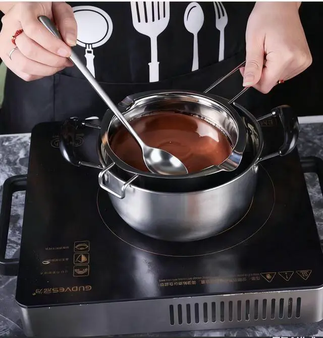 Alt view image 6 of 7 - Double Boiler Pot SUS304 Stainless Steel Melting Bowl, 400ML/13oz for Chocolate Candy Cheese Butter Wax Soap Making, with 8inch Long Handle Spoon