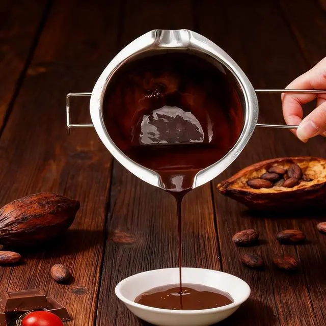 Alt view image 5 of 7 - Double Boiler Pot SUS304 Stainless Steel Melting Bowl, 400ML/13oz for Chocolate Candy Cheese Butter Wax Soap Making, with 8inch Long Handle Spoon