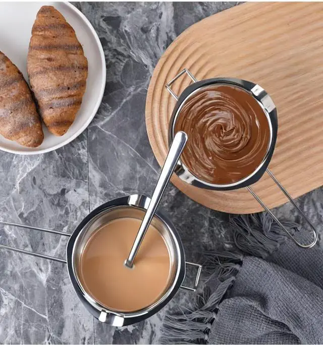 Alt view image 3 of 7 - Double Boiler Pot SUS304 Stainless Steel Melting Bowl, 400ML/13oz for Chocolate Candy Cheese Butter Wax Soap Making, with 8inch Long Handle Spoon