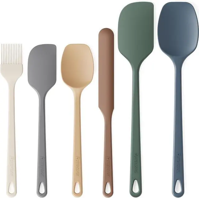 Main image of Astercook 6-Piece Silicone Spatula Set, 560°F Heat Resistant Rubber Spatulas with Stainless Steel Core, Nonstick Safe & Dishwasher Safe Baking Spatula Set for Cooking & Mixing, Morandi Earth Colors