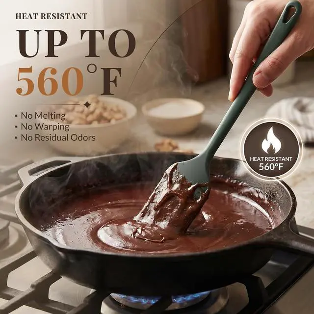 Alt view image 3 of 7 - Astercook 6-Piece Silicone Spatula Set, 560°F Heat Resistant Rubber Spatulas with Stainless Steel Core, Nonstick Safe & Dishwasher Safe Baking Spatula Set for Cooking & Mixing, Morandi Earth Colors