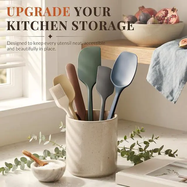 Alt view image 6 of 7 - Astercook 6-Piece Silicone Spatula Set, 560°F Heat Resistant Rubber Spatulas with Stainless Steel Core, Nonstick Safe & Dishwasher Safe Baking Spatula Set for Cooking & Mixing, Morandi Earth Colors