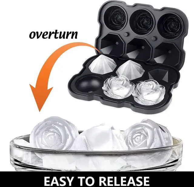 Alt view image 6 of 7 - Silicone Ice Cube Tray with Lids, 2" Large Rose Ice Ball | 6 Easy release ice molds, for whiskey cocktails,homemade Juice, chocolate, soap, candle, dishwasher safe reusable