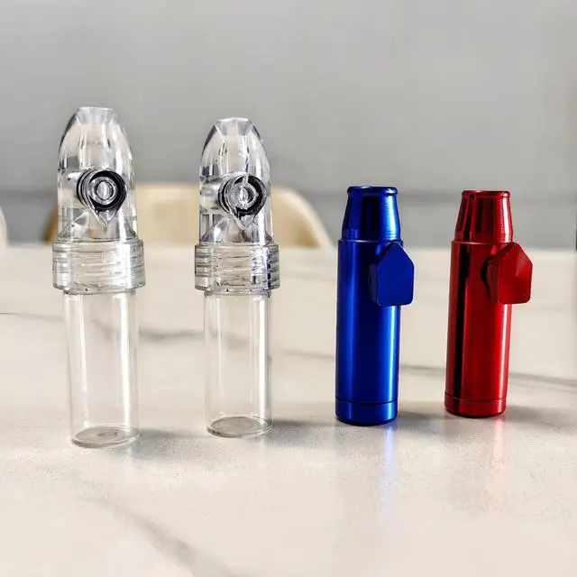 Alt view image 2 of 5 - 4 Pack Mini Pepper Shaker Premium Metal Spice Dispenser and Sweetener Portable Travel Storage (Anodized Aluminum) (Glass)
