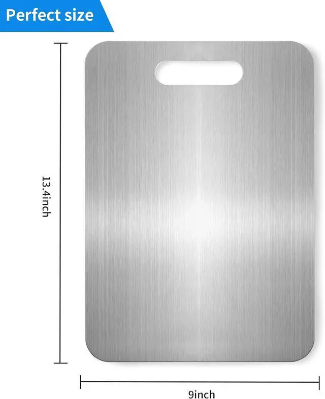 Alt view image 2 of 6 - Titanium Cutting Boards for Kitchen, Food Grade 304 Stainless Steel Cutting Board Set for Meat Fruit and Vegetable (13.4 * 9 Inch)