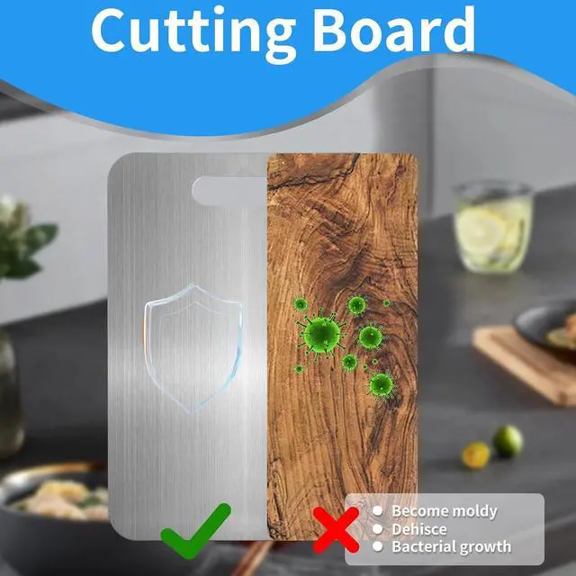 Alt view image 4 of 6 - Titanium Cutting Boards for Kitchen, Food Grade 304 Stainless Steel Cutting Board Set for Meat Fruit and Vegetable (13.4 * 9 Inch)