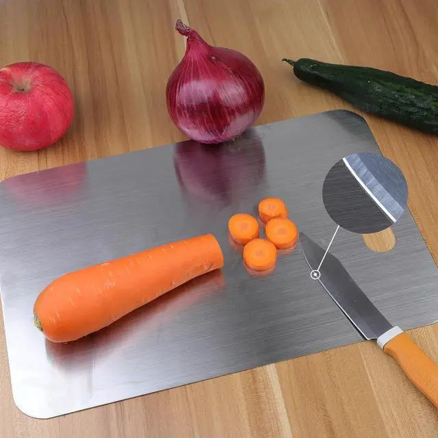 Alt view image 5 of 6 - Titanium Cutting Boards for Kitchen, Food Grade 304 Stainless Steel Cutting Board Set for Meat Fruit and Vegetable (13.4 * 9 Inch)