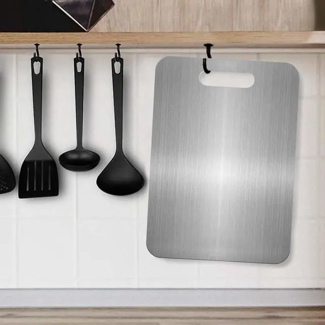Alt view image 6 of 6 - Titanium Cutting Boards for Kitchen, Food Grade 304 Stainless Steel Cutting Board Set for Meat Fruit and Vegetable (13.4 * 9 Inch)