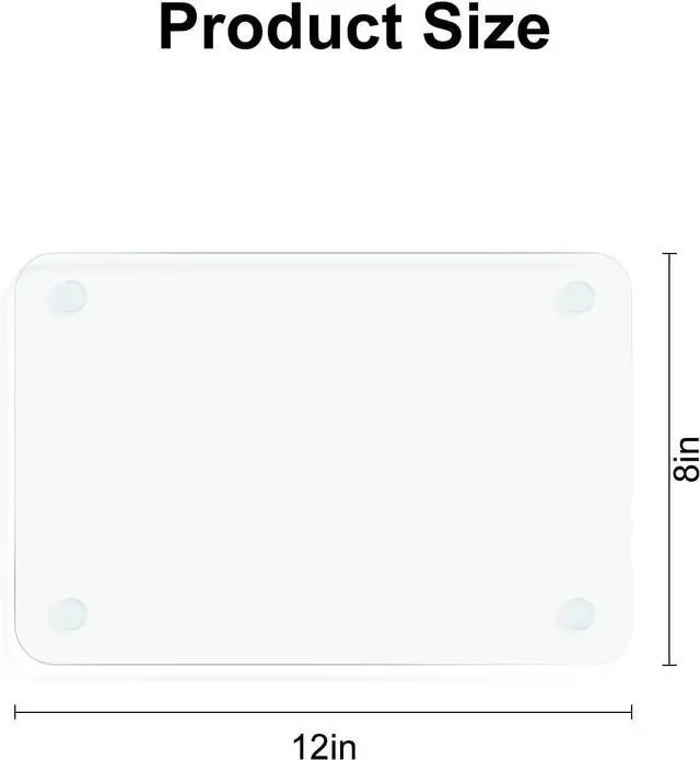 Alt view image 2 of 7 - Tempered Glass Cutting Board, 12x8" Cutting Board for Kitchen Counter,Small Size Clear Glass,with Non-Slip Feet, Scratch Resistant,Heat Resistant