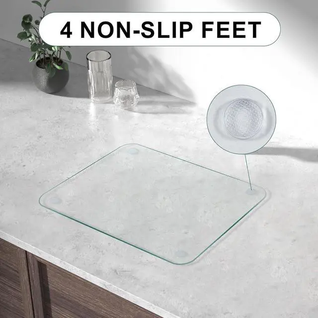 Alt view image 5 of 7 - Tempered Glass Cutting Board, 12x8" Cutting Board for Kitchen Counter,Small Size Clear Glass,with Non-Slip Feet, Scratch Resistant,Heat Resistant