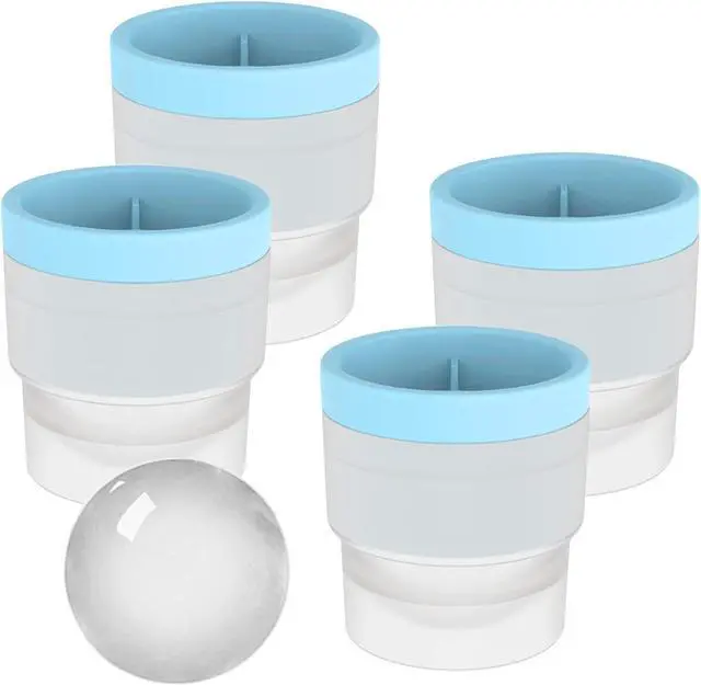 Main image of DAPOWER Ice Ball Maker Mold - Set of 4, Round Ice Cube Mold, 2.4 Inch Sphere Ice Cubes for Whiskey, Cocktails, Bourbon (4, Blue)