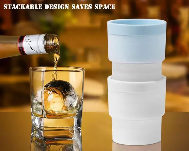 Alt view image 3 of 6 - DAPOWER Ice Ball Maker Mold - Set of 4, Round Ice Cube Mold, 2.4 Inch Sphere Ice Cubes for Whiskey, Cocktails, Bourbon (4, Blue)