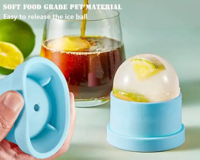 Alt view image 4 of 6 - DAPOWER Ice Ball Maker Mold - Set of 4, Round Ice Cube Mold, 2.4 Inch Sphere Ice Cubes for Whiskey, Cocktails, Bourbon (4, Blue)