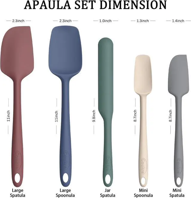 Alt view image 3 of 6 - Coukre Silicone Spatula Set of 5,High Temperature Resistant, Food Grade Silicone, Dishwasher Safe, for Baking, Cooking (Pure Colorful A)