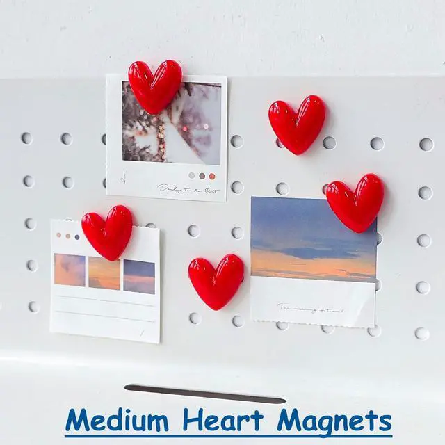 Alt view image 3 of 7 - 12PCS Love Heart Refrigerator Magnets Cute Magnet for Fridge | 1.07 * 1.07 inch Middle Size Red Color Love Heart Decorative Whiteboard Magnet Set