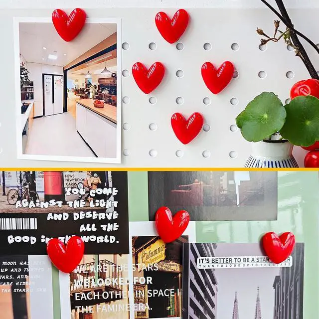 Alt view image 4 of 7 - 12PCS Love Heart Refrigerator Magnets Cute Magnet for Fridge | 1.07 * 1.07 inch Middle Size Red Color Love Heart Decorative Whiteboard Magnet Set