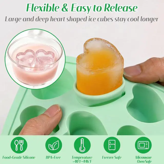 Alt view image 4 of 6 - Heart Ice Cube Molds, 3Pack Deep Thick Silicone Heart Ice Cube Trays | 30-Cavity Heart Ice Mold for Cocktails, Whiskey, Coffee, Drinks, Handmade Candy Chocolate, Wedding Party Valentines DIY Gifts