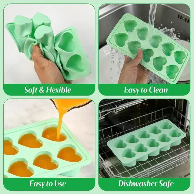 Alt view image 5 of 6 - Heart Ice Cube Molds, 3Pack Deep Thick Silicone Heart Ice Cube Trays | 30-Cavity Heart Ice Mold for Cocktails, Whiskey, Coffee, Drinks, Handmade Candy Chocolate, Wedding Party Valentines DIY Gifts