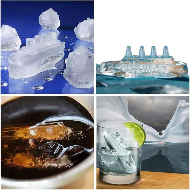 Alt view image 7 of 7 - 3Pcs Titanic and Iceberg Ice Cube Trays, Titanic Film Theme Ice Maker Chocolate Candy Soap Crayon Wax Melt Making Mold (Set of 3)