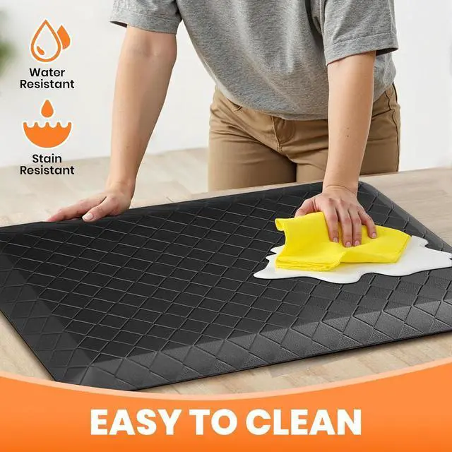 Alt view image 6 of 7 - 4/5 Inch Extra Thick Kitchen Mats for Floor,Non Slip Anti Fatigue Kitchen Rugs,Waterproof Stain Resistant Sink Mat,Cushioned Standing and Comfort Mats for Office (17"x24" Black)